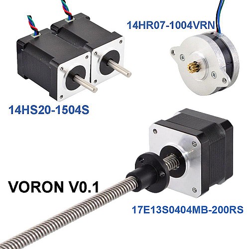 VORON V0.1 BOM silników krokowych 14HS20-1504S i 14HR07-1004VRN i 17LS13-0404E-200G