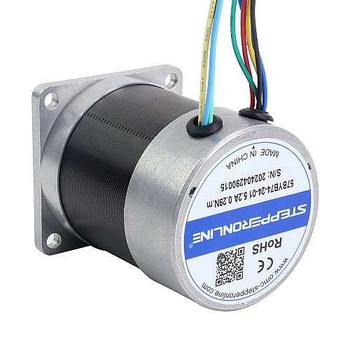 24V, 3000RPM, 0,29Nm, 91W, 5,20A, 57x57x73,5mm, BLDC Motor - 57BYB74-24-01 | StepperOnline