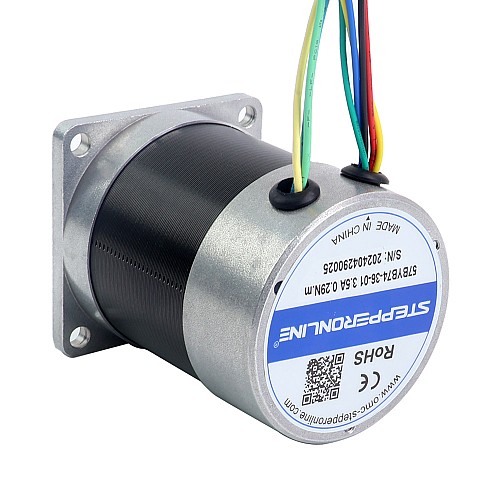 36V, 3000RPM, 0,29Nm, 91W, 3,50A, 57x57x73,5mm, BLDC Motor - 57BYB74-36-01 | StepperOnline