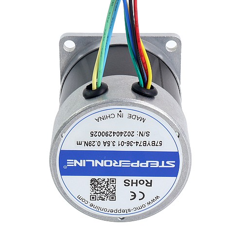 36V, 3000RPM, 0,29Nm, 91W, 3,50A, 57x57x73,5mm, BLDC Motor - 57BYB74-36-01 | StepperOnline
