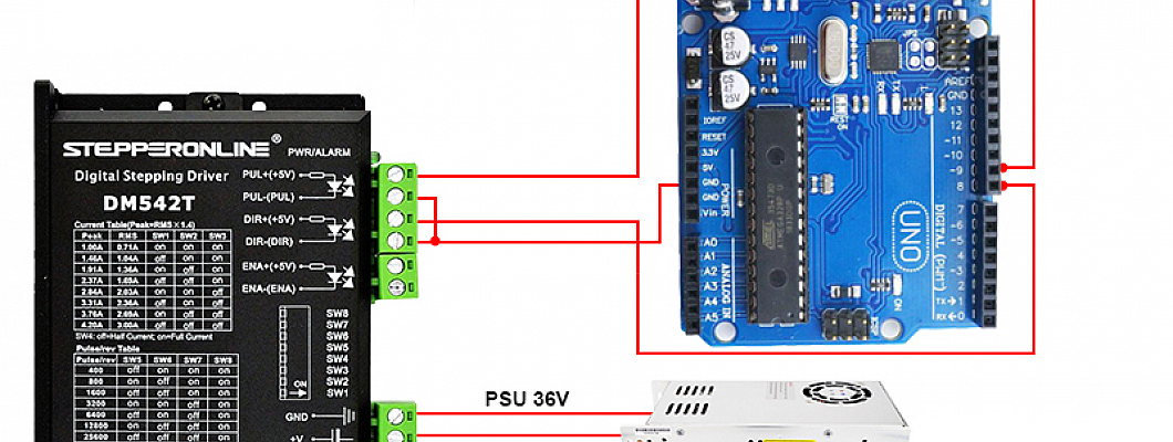 ¿Puede enviarme un esquema de cómo conectar el controlador paso a paso a un Arduino?