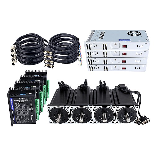 TS-Serie 4-Achsen 12,0Nm(1699,34oz.in) Nema 34 Closed Loop Motor-Kit mit Energieversorgung