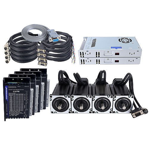 Kit motore passo-passo ad anello chiuso TES Serie 4 Assi 4,0Nm(566,56oz.in) Nema 24 con driver CL57TE e alimentatore - 4-CLTES40 | StepperOnline