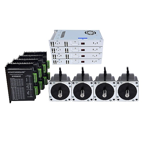 USA in offerta - Kit CNC passo-passo a 4 assi Motore passo-passo e driver Nema 34 da 8,0Nm(1132,89oz.in) e alimentatore 60V - US-4-DM860I-S80 | StepperOnline