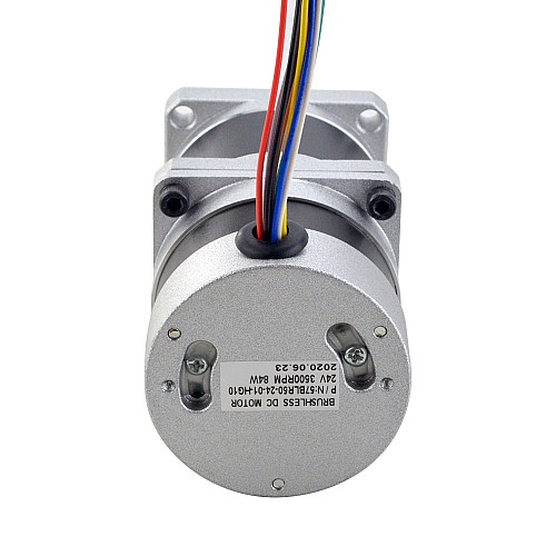 24V 84W 350RPM Moteur CC sans balais à engrenages 1.89Nm(267.65oz.in) 10:1 Boîte de vitesses de haute précision