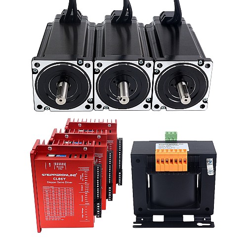 Kit CNC pas à pas en boucle fermée à 3 axes de la série YS, moteur Nema 34 de 12,0Nm(1699,34oz.in) avec câbles de 1,5m Câbles et transformateur CA - 3-ACLYS120-1M5 | StepperOnline