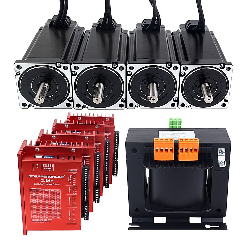Kit CNC pas à pas en boucle fermée à 4 axes de la série YS, moteur Nema 34 de 12,0Nm(1699,34oz.in) avec câbles de 1,5m Câbles et transformateur CA - 4-ACLYS120-1M5 | StepperOnline