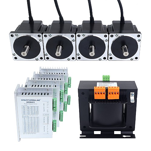 Kit CNC passo-passo a 4 assi serie YS 4,8Nm(679,74oz.in) Motore passo-passo Nema 34 e driver e trasformatore CA - 4-DM860Y-TR48 | StepperOnline