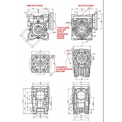 50:1 Schneckengetriebe NMRV40 Schneckengetriebe 14mm Eingangswellendurchmesser
