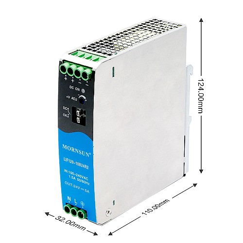 120W 24V 5.0A 85-264VAC/120-370VDC Explosion-Proof DIN Rail Switching Power Supply with PFC Function