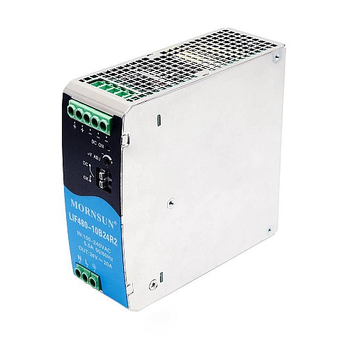 480W 24V 10.0A 85-264VAC/120-370VDC DIN Rail schakelende voeding met PFC-functie