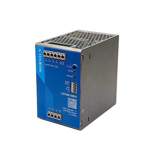 480W 24V 20.0A 3x320-600VAC/450-800VDC DIN Rail schakelende voeding met PFC-functie