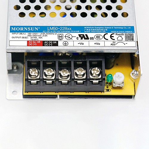 50W 5V 10.0A 165-264VAC/180-373VDC スイッチング電源