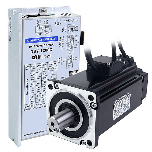 DSY Serie 1000W Motore Servo CC CANopen 24-70VDC 3,20Nm con Freno 3000rpm Encoder Incrementale 17-Bit IP65 - DSY-C1000L2B2-M17S | StepperOnline