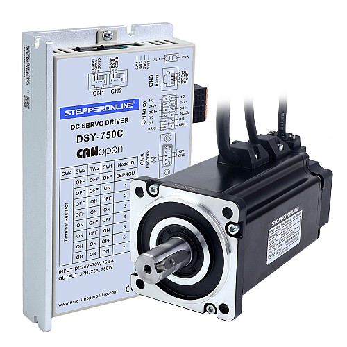 DSY Series 750W CANopen DC Servo Motor 24-70VDC 2.39Nm w/ Brake 3000rpm 17-Bit Incremental Encoder IP65 - DSY-C750L2B2-M17S | StepperOnline