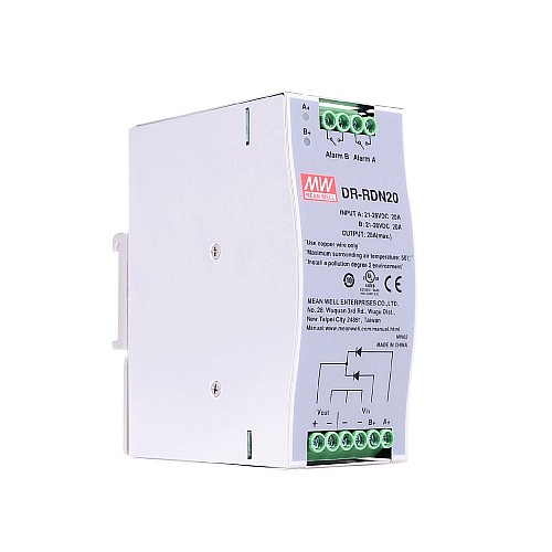 DR-RDN20 MEANWELL Alimentatore per guida DIN con modulo di ridondanza 24VDC 20 A