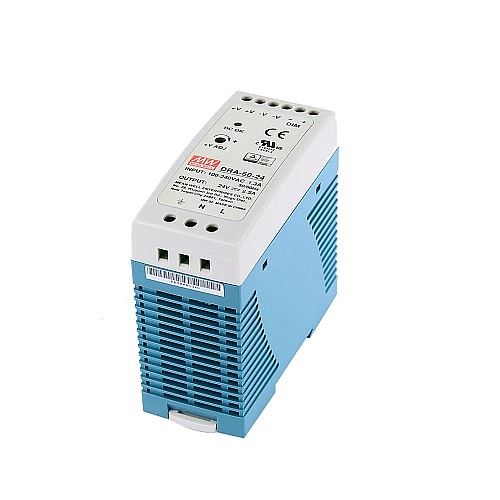 DRA-60-24 MEANWELL 60W 24VDC 2.5A 115/230VAC Single Output Switching Power Supply