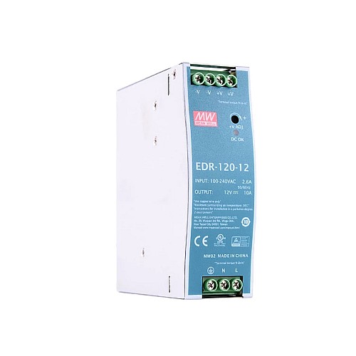 EDR-120-12 MEANWELL 120W 12VDC 10A 115/230VAC DIN Rail voeding