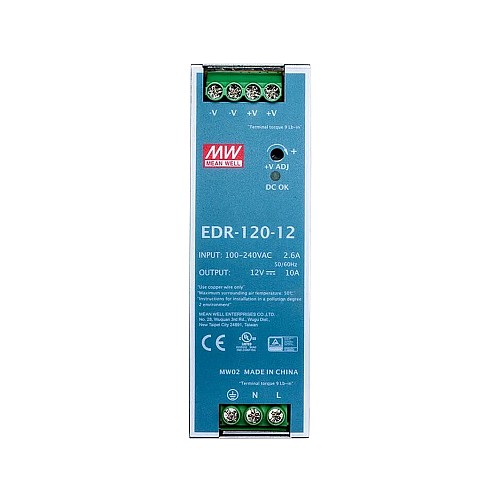 EDR-120-12 MEANWELL 120W 12VDC 10A 115/230VAC DIN-Schienen-Netzteil