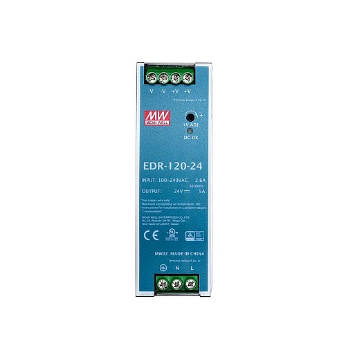 EDR-120-24 MEANWELL 120W 24VDC 5A 115/230VAC Alimentation Rail DIN