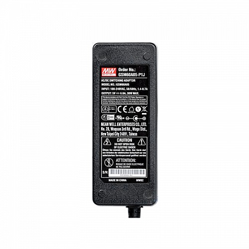 GSM60A05-P1J MEANWELL 30W 5VDC 6A 115/230VAC AC-DC Adaptateur médical vert fiable