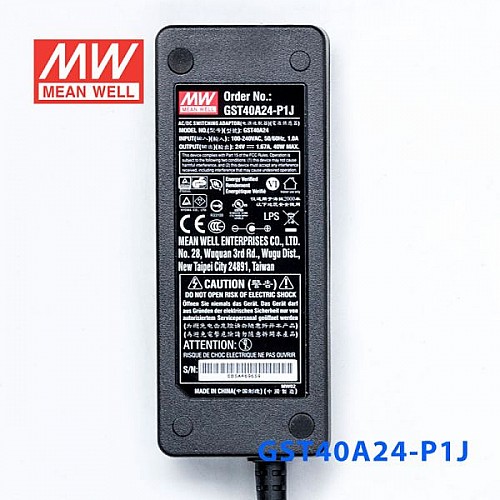 GST40A24-P1J MEANWELL 40W 24VDC 1.67A 115/230VAC AC-DC Reliable Green Industrial Adaptor