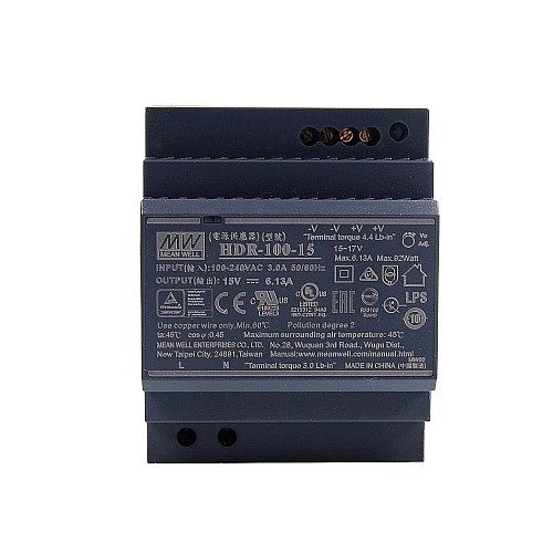 HDR-100-15 MEANWELL 92W 15VDC 6.13A 115/230VAC 울트라 슬림 스텝 모양 DIN 레일 전원 공급 장치