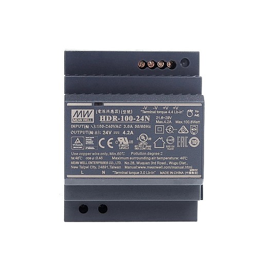 HDR-100-24N MEANWELL 100,8W 24VDC 4,2A 115/230VAC Ultra Slim Step Shape DIN Rail voeding