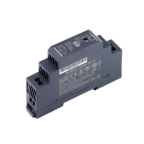 HDR-15-15 MEANWELL 15W 15VDC 1A 115/230VAC Alimentation sur rail DIN ultra mince en forme détape