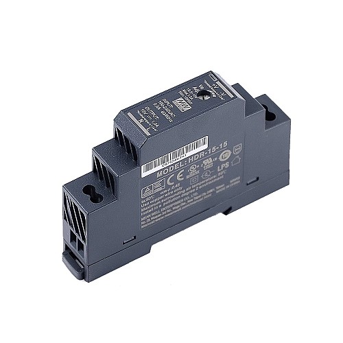 HDR-15-15 MEANWELL 15W 15VDC 1A 115/230VAC Ultra cienki zasilacz na szynę DIN