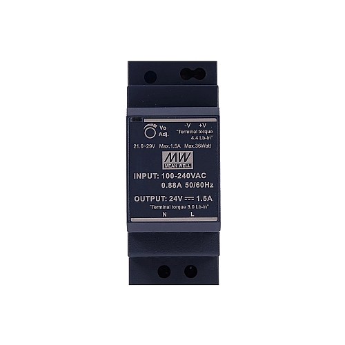 HDR-30-24 MEANWELL 36W 24VDC 1,5A 115/230VAC Ultra Slim Step Shape DIN Rail voeding