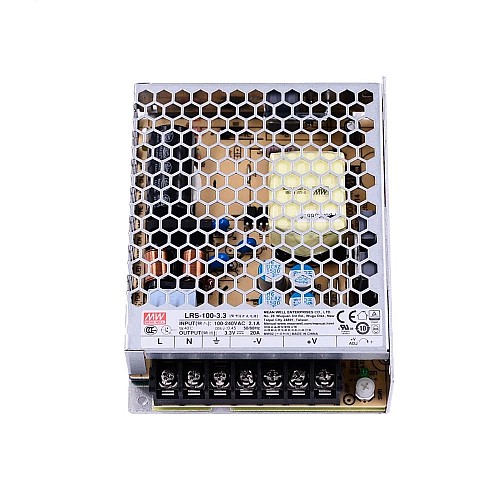 LRS-100-3.3 MEANWELL 66W 3.3VDC 20A 115/230VAC Fuente deAlimentación conmutada cerrada