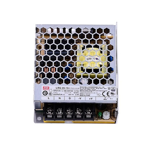 LRS-35-15 MEANWELL 36W 15VDC 2.4A 115/230VAC Alimentatore switching chiuso