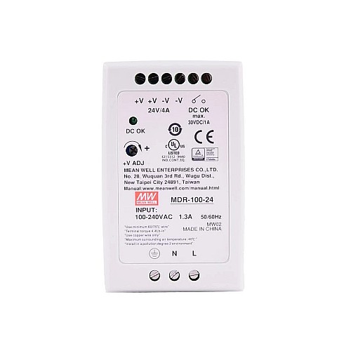 MDR-100-24 MEANWELL 100W 24VDC 4A 115/230VAC DIN Rail Power Supply