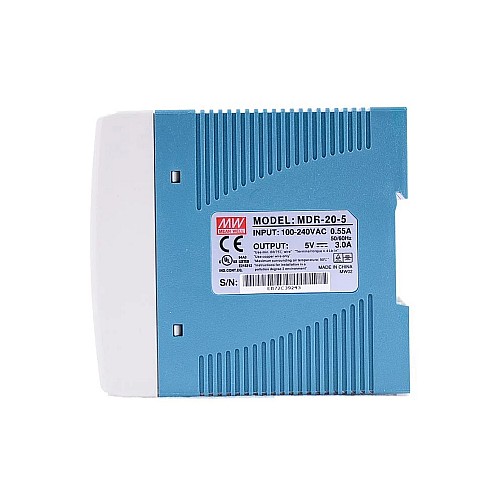 MDR-20-5 MEANWELL 20W 5VDC 3A 115/230VAC DIN Rail Power Supply