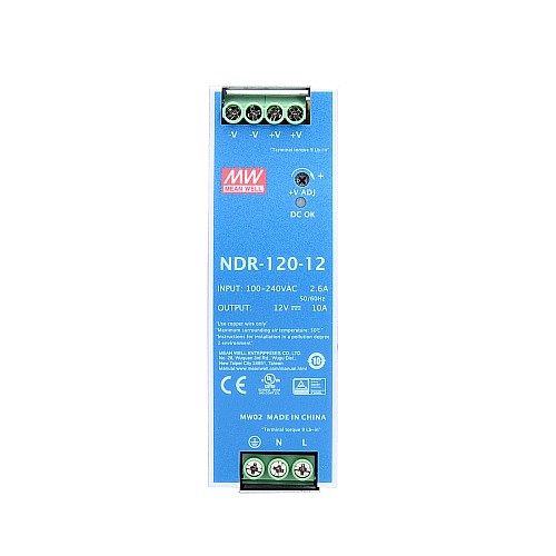 NDR-120-12 MEANWELL 120W 12VDC 10A 115/230VAC Single Output Industrial DIN RAIL