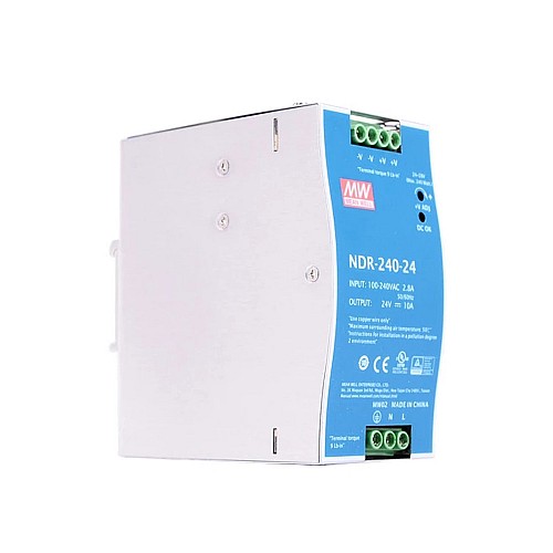NDR-240-24 MEANWELL 240W 24VDC 10A 115/230VAC DIN Rail voeding