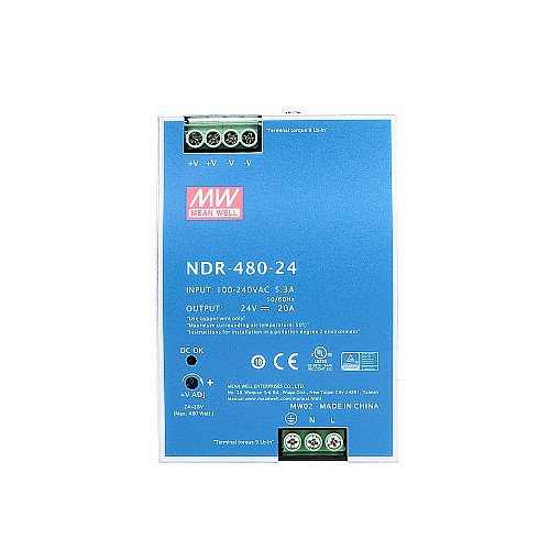 NDR-480-24 MEANWELL 480W 24VDC 20A 115/230VAC Zasilacz na szynę DIN