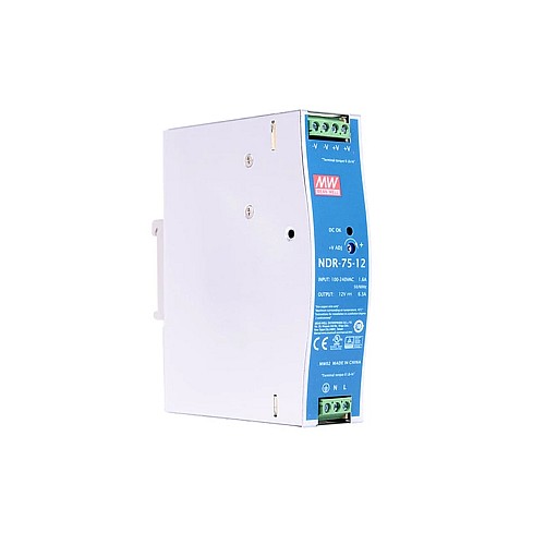 NDR-75-12 MEANWELL 75.6W 12VDC 6.3A 115/230VAC 단일 출력 산업용 DIN 레일