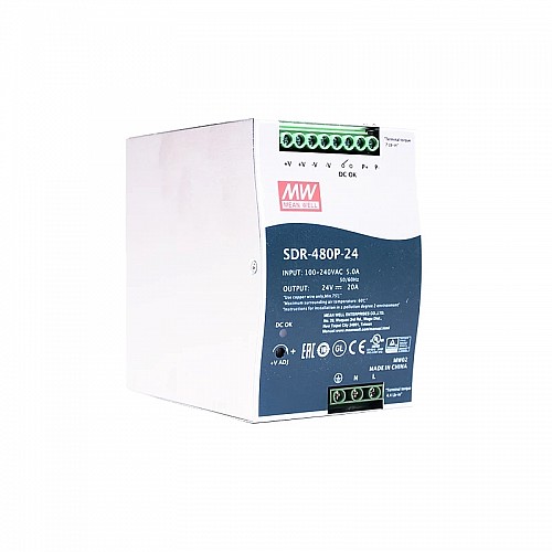 SDR-480P-24 MEANWELL 480W 24VDC 20A 115/230VAC Single Output Industrial DIN RAILWith PFC and Parallel Function