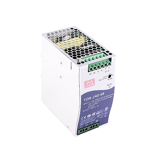 TDR-240-48 MEANWELL 240W 48VDC 5A 400/500VAC Slim Three Phase Industrial DIN RailWith PFC Function