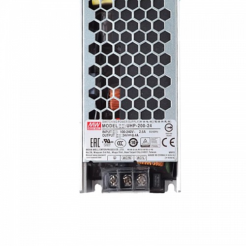 UHP-200-24 MEANWELL 201,6W 24VDC 8,4A 115/230VAC Tipo sottile con alimentatore switching PFC