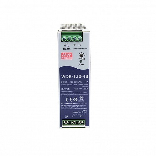 WDR-120-48 MEANWELL 120W 48VDC 2.5A 230/400VAC Alimentation industrielle à rail DIN