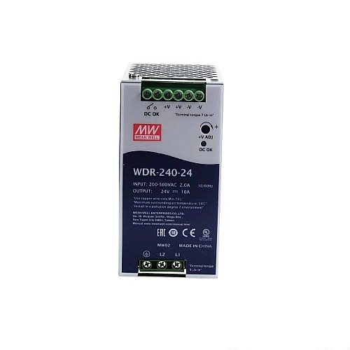 WDR-240-24 MEANWELL 240W 24VDC 10A 230/400VAC 超ワイド入力産業用 DIN レール電源