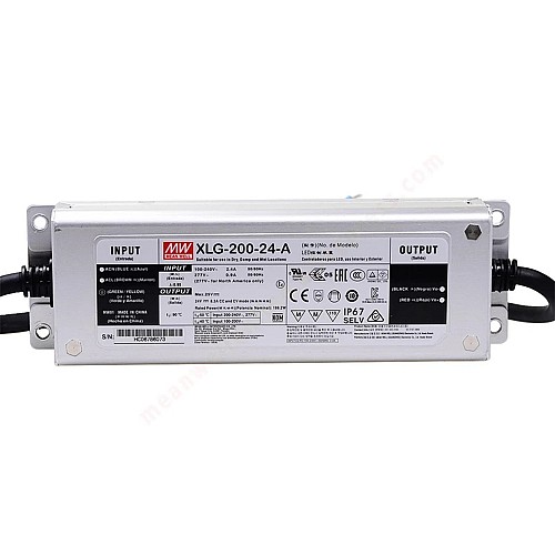 XLG-200-24-A MEANWELL 199.2W 24VDC 8.3A 115/230VAC Driver LED de modo de potencia constante