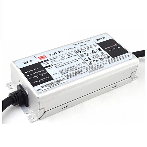 XLG-75-24-A MEANWELL 74.4W 24VDC 3.1A 115/230VAC Constant Power Mode LED Driver