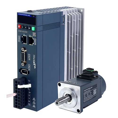 A6-Serie 100W EtherCAT AC-Servomotor-Kit 3000rpm 0,32Nm 17-Bit-Absolutwertgeber IP67 - A6-EC100L2A1-M17 | StepperOnline