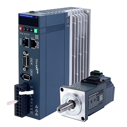 A6-Serie 100W EtherCAT AC-Servomotor-Kit 3000rpm 0,32Nm mit Bremse 17-Bit-Absolutwertgeber IP67 - A6-EC100L2B1-M17 | StepperOnline