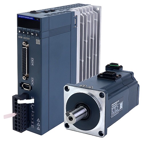 Kit de servomoteur AC RS485 400W série A6 3 000rpm 1,27Nm avec frein encodeur absolu 17 bits IP67 - A6-RS400H2B1-M17 | StepperOnline