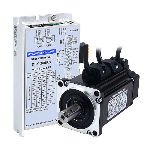 Servomoteur DC RS485 série DSY 200W 24-70VDC 0,637Nm avec frein 3000rpm Codeur incrémental 17 bits IP65 - DSY-RS200L2B2-M17S | StepperOnline